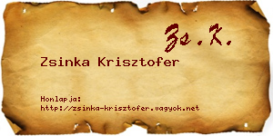 Zsinka Krisztofer névjegykártya